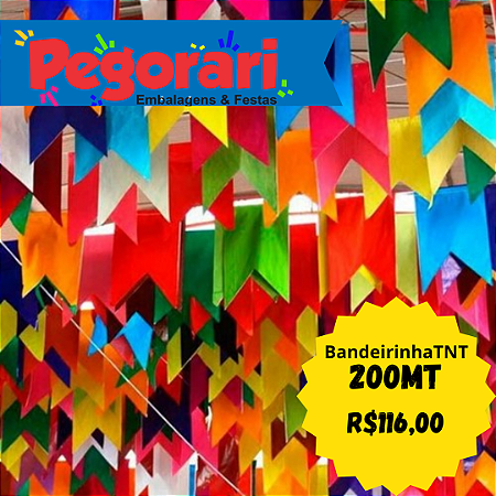 Bandeirinha Festa Junina Em Tnt 200metros Coloridas 16x26cm