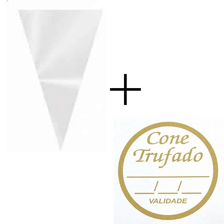 Saco Plastico Cone/trufa 10x15 C/300un+300 Etiqueta+300fecho