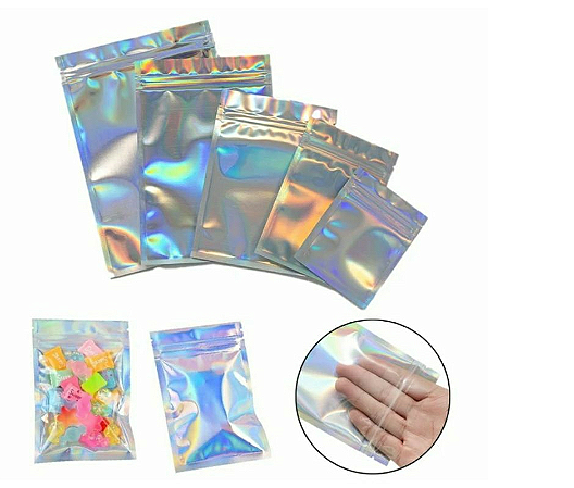 Saco Zip Holográfico Frente Transparente C/ Furo 7x10 - 100un