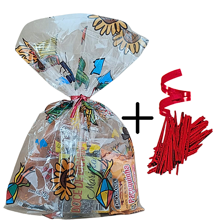 kit Saco Decorado Festa Junina Plastico PP e Fecho Metalizado