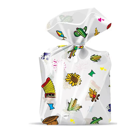 Saco Decorado Festa Junina Plastico PP - Medidas Variadas