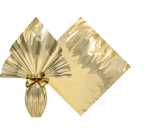 Embalagem Ovo Páscoa 39x39 Ouro Brilhante - Ovos 350g a 500g - 25un