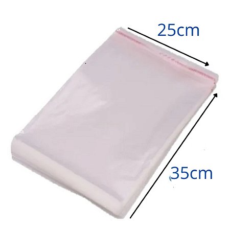Saco adesivado Incolor com Aba 25x35cm - 500 unidades