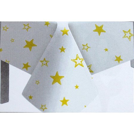 Toalha de Mesa Plástico Estrela Amarelo - 10 un - Medidas Variadas