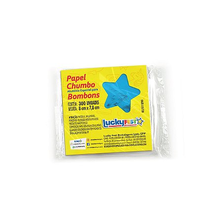 Papel Chumbo para Bombons - Azul Claro -  8x7,8cm - 300 Folhas