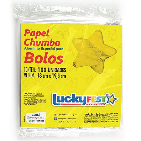 Papel Chumbo para Bolos e Ovos 18x19,5cm - Ouro Brilhante - 100 Folhas