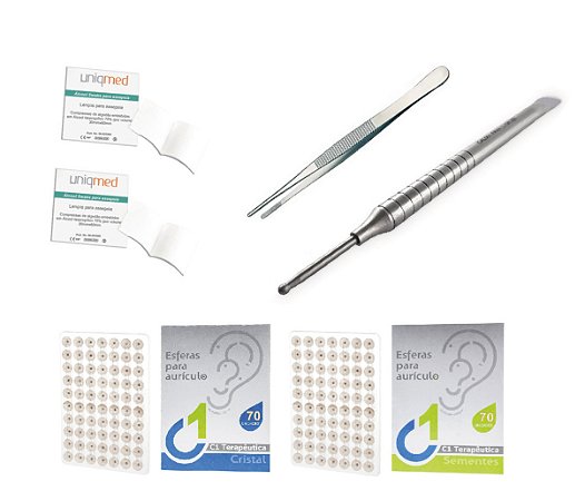 Mini Kit 7 - Pinça, Apalpador, Álcool e Placa pronta - Para Auriculoterapia