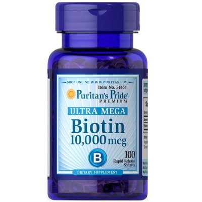 Ultra Mega Biotina 10.000mcg (100 softgels) - Puritan's Pride importado