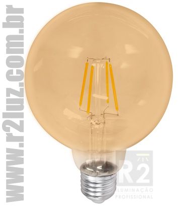 Lâmpada G125 Filamento LED 8W - R2 Luz | Iluminação Profissional