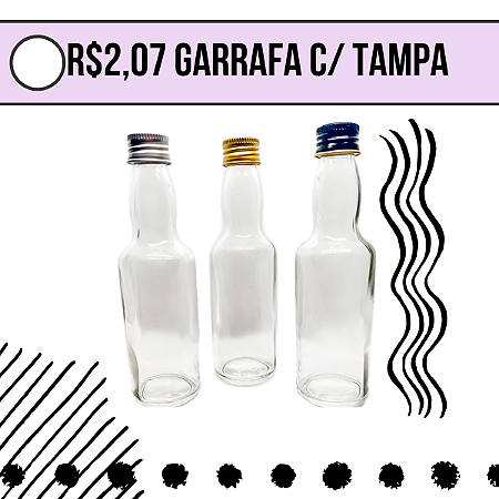 Garrafa Miniatura 60 Ml's - Caixa com 35 Unidades