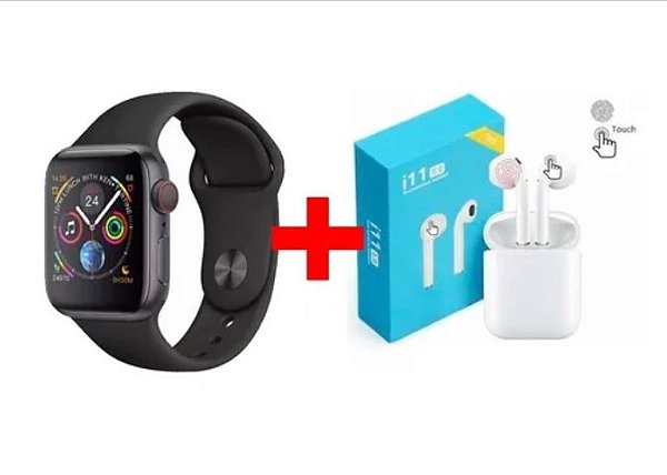 Kit Relógio Smartwatch Iwo 8 Lite + Fone Bluetooth I 11 Mini - Lojaplacebar