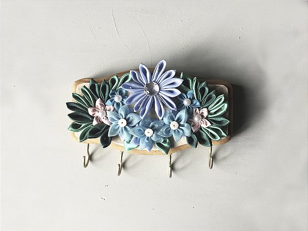 Porta Chaves Flores de Tecido