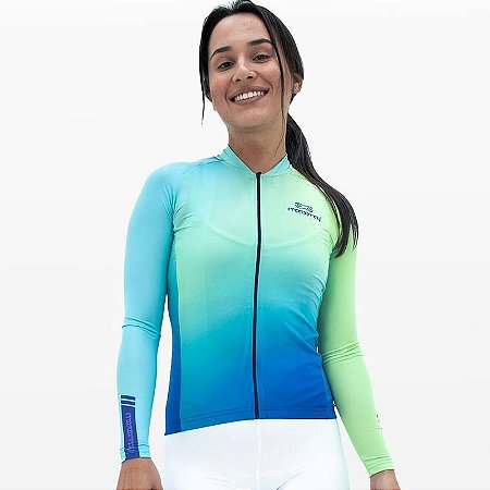 Camisa Feminina Sport Manga Longa Degrade Green