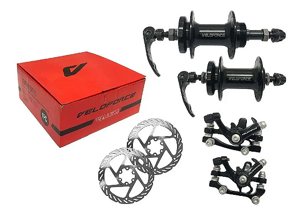 Kit Freio Disco 36F Mecânico 160mm Pinças Cubo Alumínio de Rosca S/maçanetas