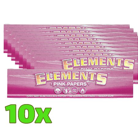 Kit Seda Elements Pink Slim King Size - 10 Unidades