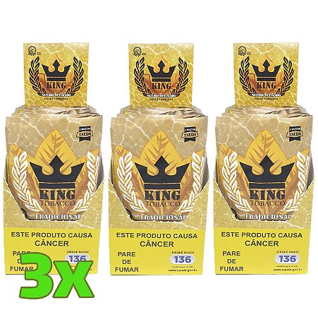 Kit Tabaco King Tradicional 27g + Seda - 3 Display