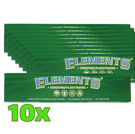 Kit Seda Elements Green Slim King Size - 10 Unidades