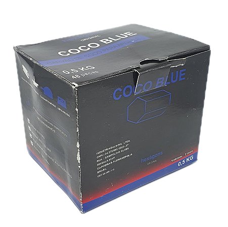 Carvão Côco Blue Exagonal 500g - Display