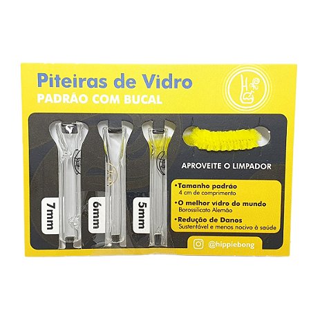 Kit 3x Piteiras Hippie Bong Padrão C/ Bucal 5, 6 e 7mm - Unidade