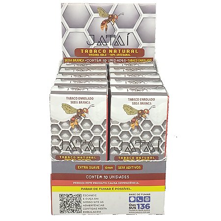 Tabaco Pré-Enrolado Jataí Virginia Gold Seda Branca - Display 10 un