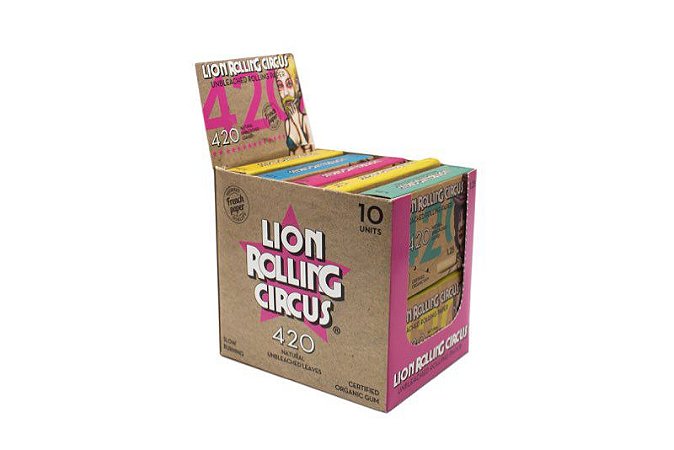 Seda Lion Rolling Circus Unbleached 1 1/4 420 Folhas - Display