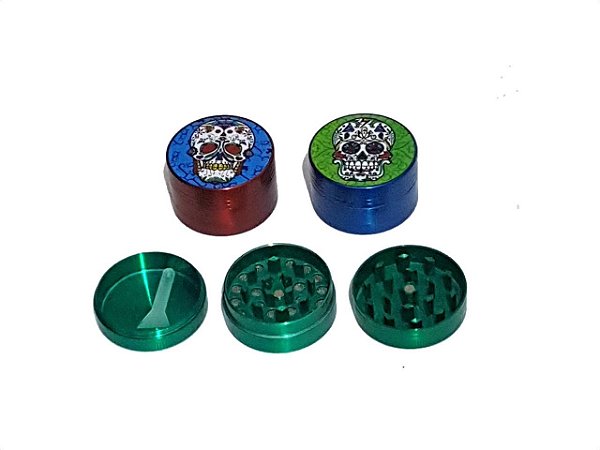 Dichavador Metal Caveira Mexicana 3 Partes - Unidade