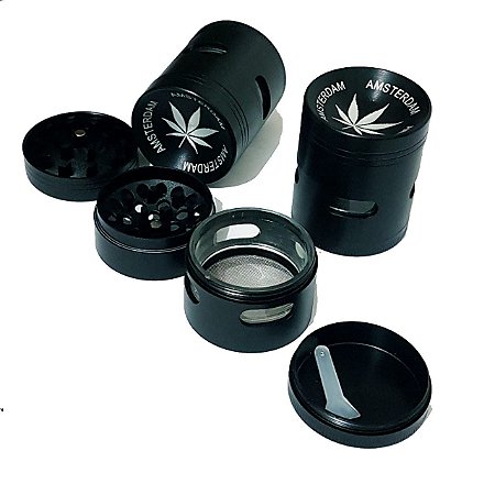 Dichavador Metal Preto Amsterdam 4 Partes - Unidade