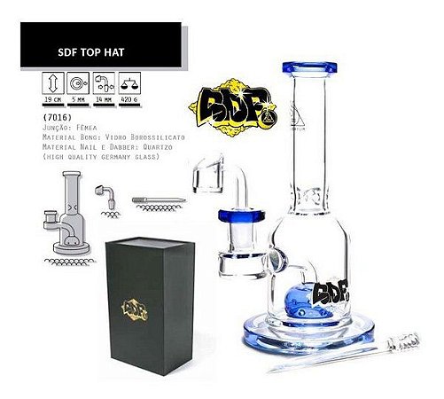 Bong Vidro Squadafum Premium Top Hat Dab 7016 - Unidade