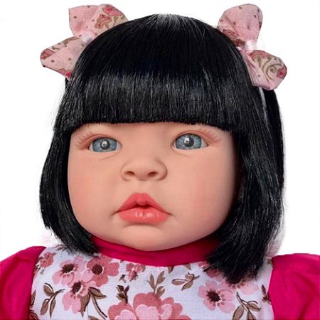 Boneca Bebe Tipo Reborn Morena Completa