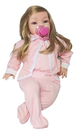 Bebê Tipo Reborn Menina Loira Cabelo Longo