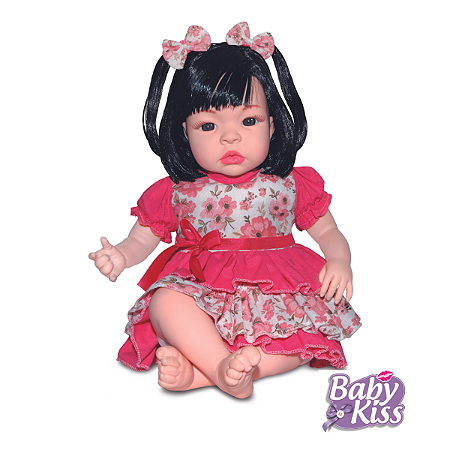 Boneca Baby Kiss Bebê Realista Brinquedo Infantil