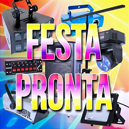 COMBO FESTA PRONTA - Kit Mega + Caixa de Som JBL + Luz Negra (Aluguel 24h)