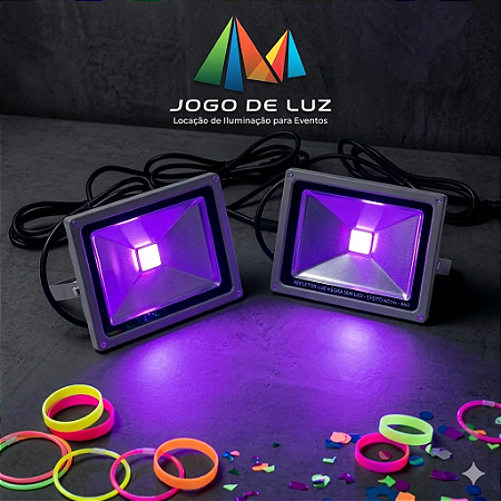 (Locação) Par de Refletores de LUZ NEGRA - 60 Watts Total LED Ultra Violeta