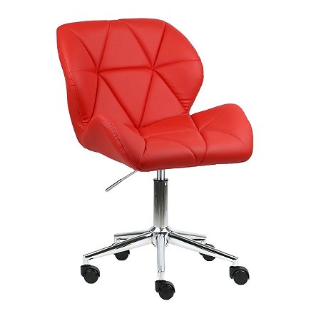 Cadeira Austrália Vermelho em PU Base Estrela Rodízio