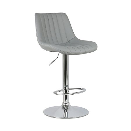 Banqueta Lille Cinza Claro em PU com Encosto Base Disco Altura Regulável