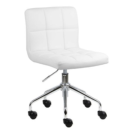 Cadeira Noruega Branco em PU Base Rodízio