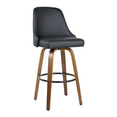 Banqueta Glamour De Luxo cor Preto Base Madeira Altura 65 cm