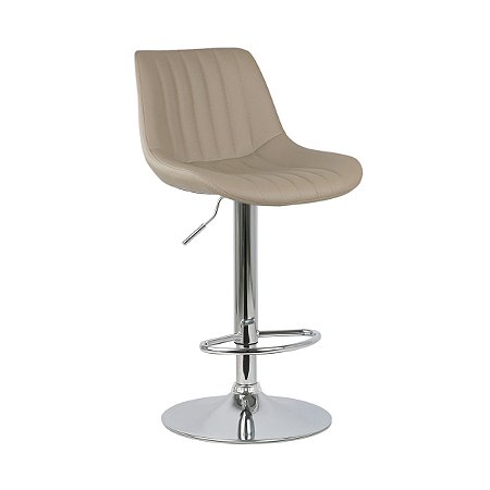 Banqueta Lille Nude em PU com Encosto Base Disco Altura Regulável
