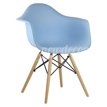 Cadeira Azul Claro Charles Eames Wood Daw em PP