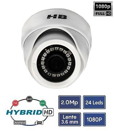 Câmera Dome 4 em 1, 1080P 2Mp 1/3 3.6mm Led Smd - HB tech HB-2003