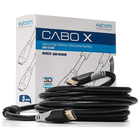 Cabo HDMI 5 Metros V1.4 - Exbom CBX-H50SM