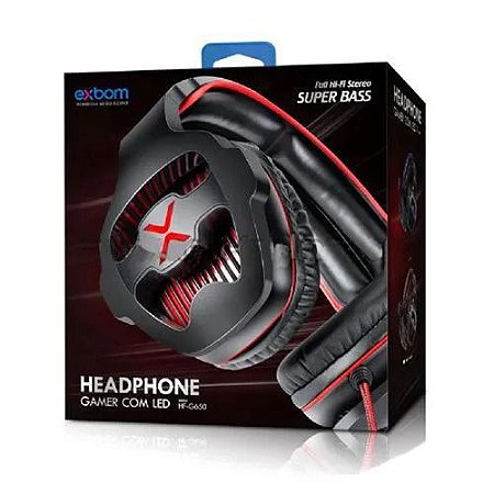Fone Headphone Gamer C/ Microfone e Led 2xp2 - Exbom HF-G650 - Masterlink