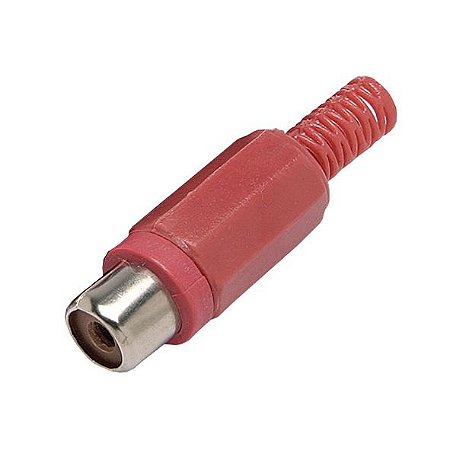 Plug Conector Rca fêmea Plastico Vermelho