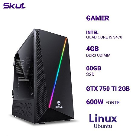 COMPUTADOR GAMER 5000 QUAD CORE I5 3470 MEM 4GB DDR3 SSD 60GB GTX 750 TI 2GB FONTE 600W