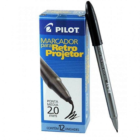 Caneta Permanente para retroprojetor 2.0 mm Preto cx 12UN Pilot
