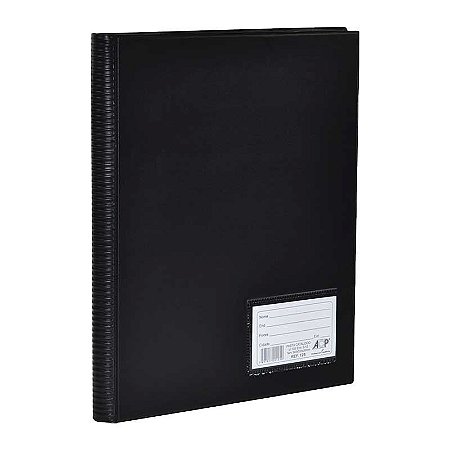 Pasta Catalogo 100 Envelope Preta Acp Pvc Com Visor 4 Parafusos