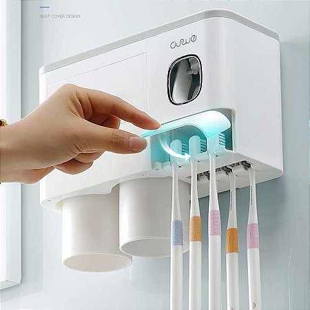 Dispenser Aplicador Creme Dental Pasta Dente Suporte Escovas