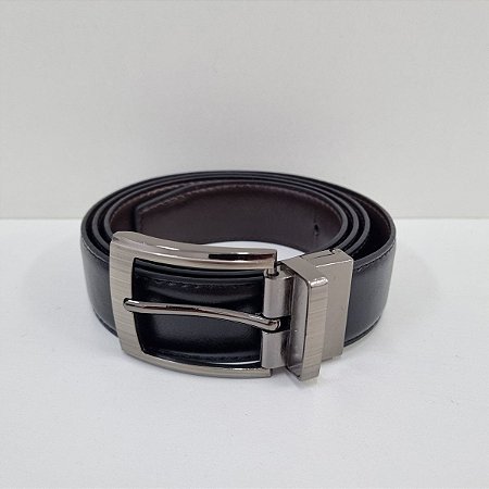 Cinto Masculino Dupla Face Largura 3cm Preto/marrom Caixinha