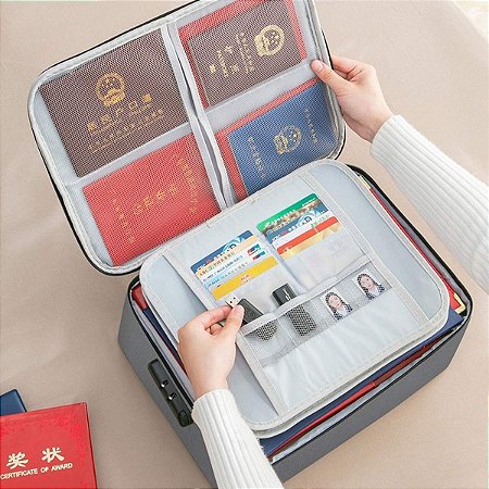 Bolsa Pasta Organizador Viagem Documento Passaporte Cartão Identidade Trava Com Segredo