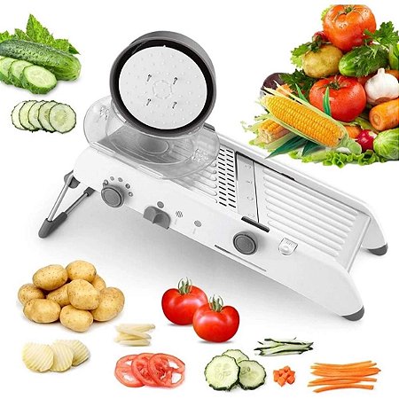 Fatiador Mandoline Cortador Profissional Legumes Salada Resistente 18 Tipos de Corte Aço Inox